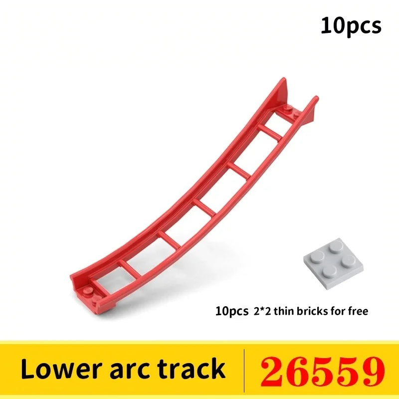 10 Stuks Achtbaan Rails Bouwblokken – Compatibel met bekende bouwsteentjes