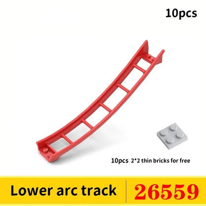 10 Stuks Achtbaan Rails Bouwblokken – Compatibel met bekende bouwsteentjes