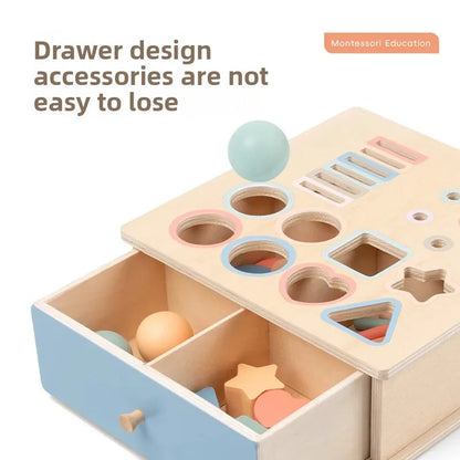 Houten Montessori Sorteerbox voor Kleuren en Vormen met Lade