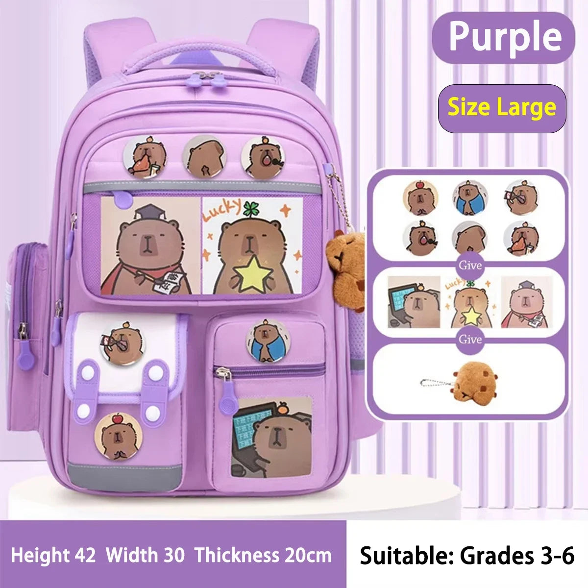Capybara Schoolrugzak - Waterdicht met Ergonomische Schouderbanden