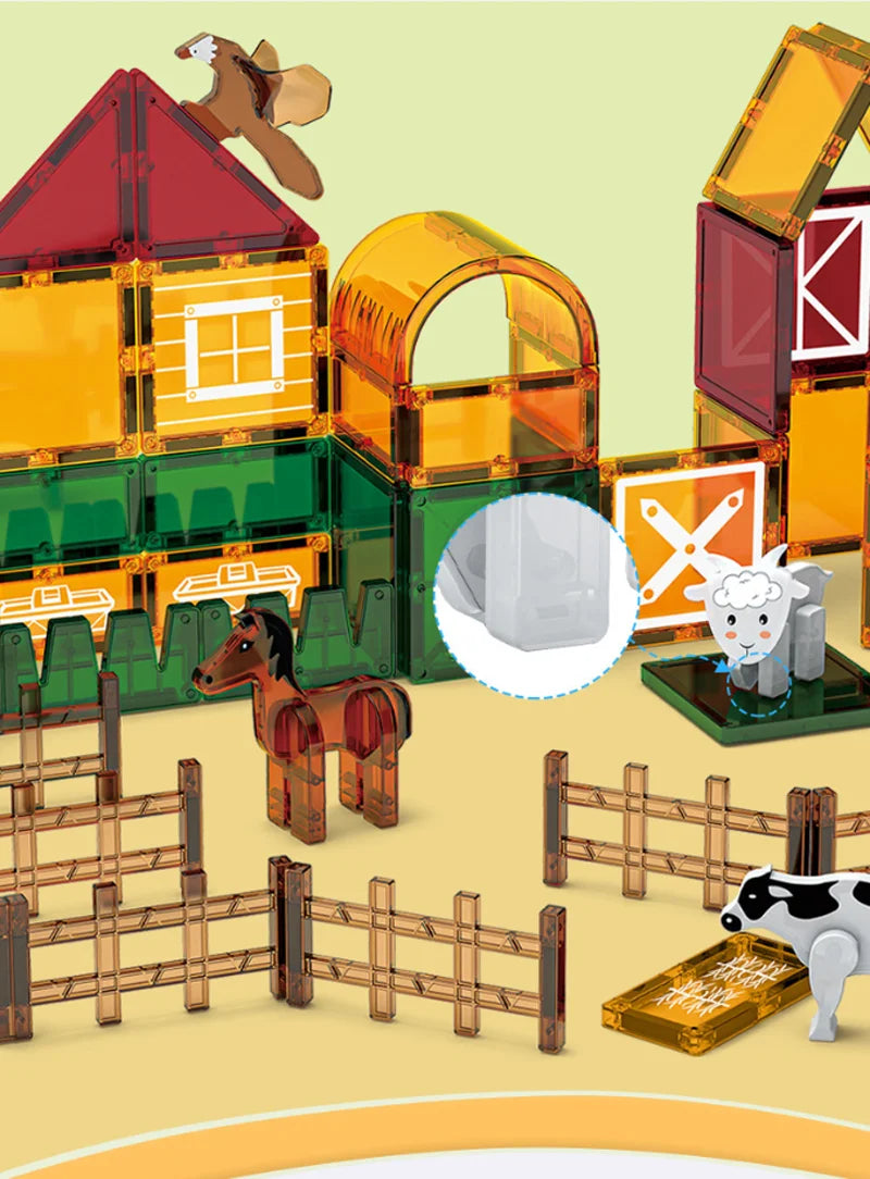 Magnetische Bouwblokken Set - Boerderijdieren & Dinosauriërs voor Kinderen