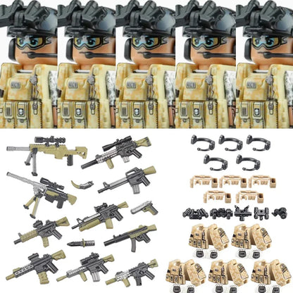 Bouwblokjes Figuren Commando Speciale Eenheid Leger met Wapens en Accessoires
