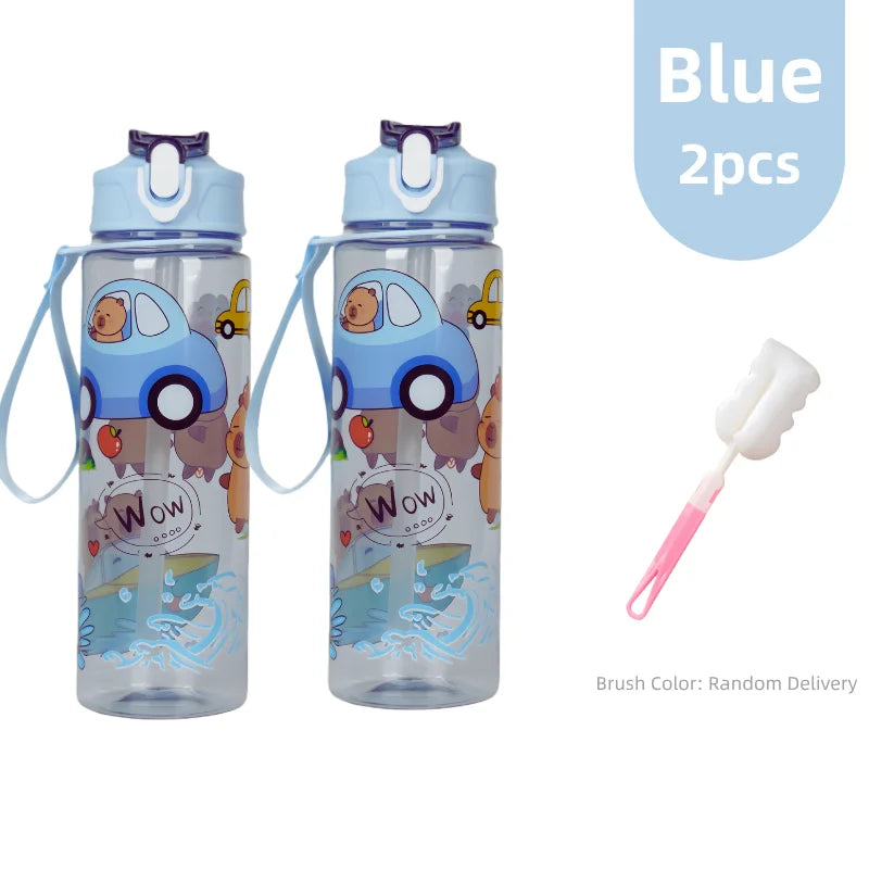 Lekvrije Kinder Waterfles met Rietje en Cartoon 800ml
