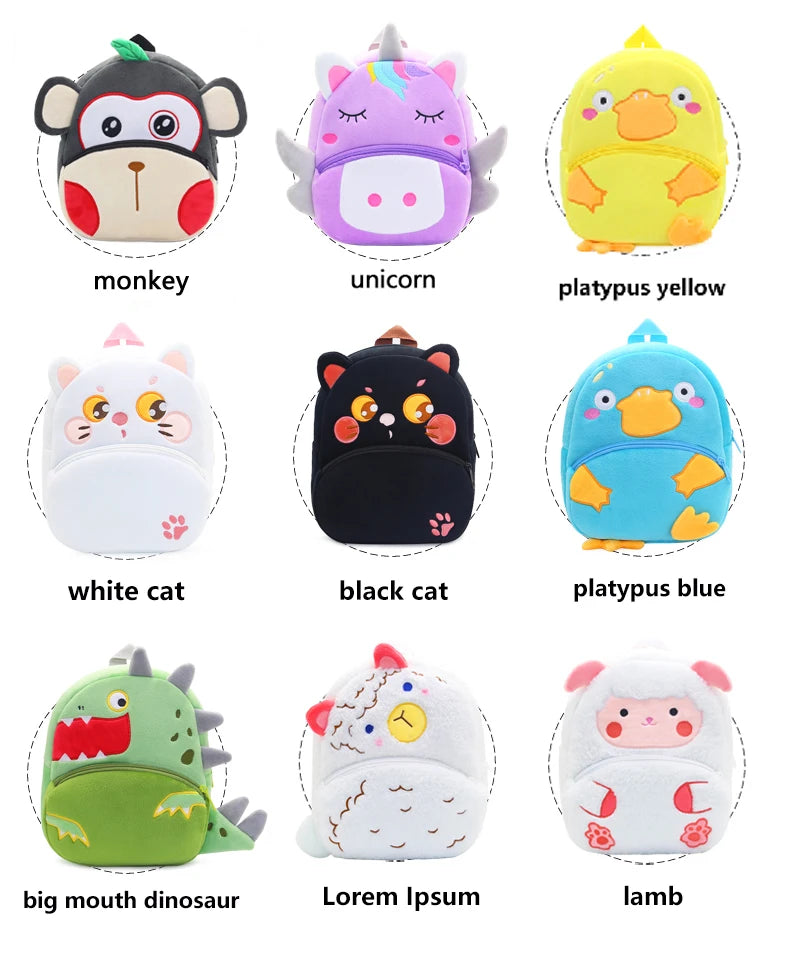 Leuke Pluchen Kinderrugzak met Dierenprint (4-6 Jaar)