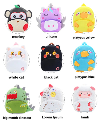 Leuke Pluchen Kinderrugzak met Dierenprint (4-6 Jaar)