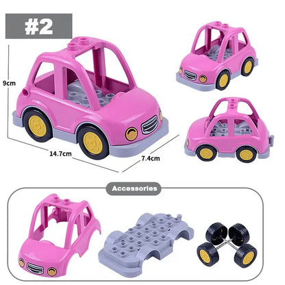 Voertuigen set voor grote bouwstenen – Compatibel met Duplo®