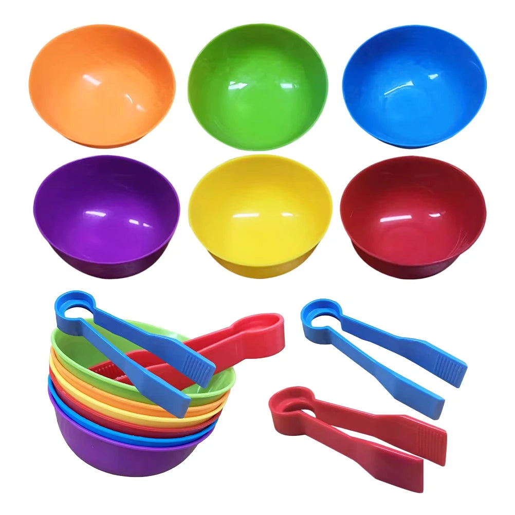 Sorteerspel met Regenboog Cups en Pincetten voor Fijne Motoriek
