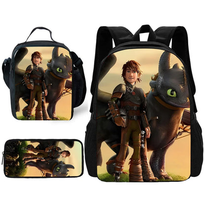 Toothless Schoolrugzak Set met Lunchtas en Etui