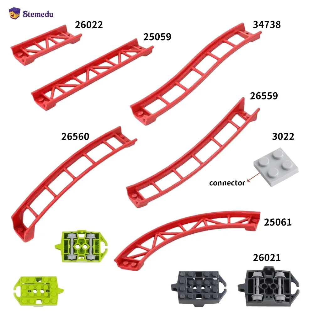 10 Stuks Achtbaan Rails Bouwblokken – Compatibel met bekende bouwsteentjes
