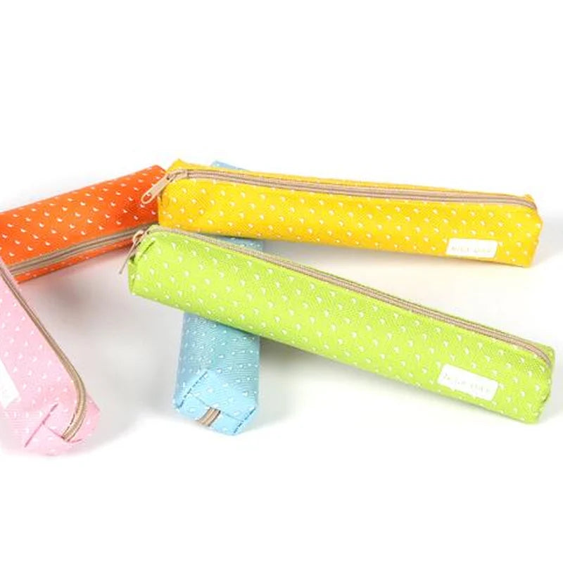 Canvas Etui met Streepjes en Stipjes in Snoepkleuren