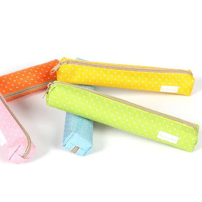 Canvas Etui met Streepjes en Stipjes in Snoepkleuren