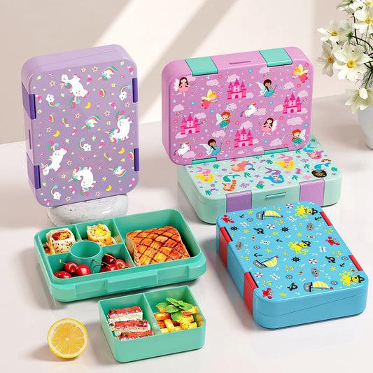 Lekdichte Lunchbox met Vakken - Magnetronbestendig met Kerstprint