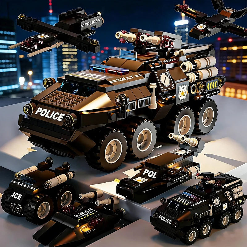 Bouwblokken Set 6-in-1 | Voertuigen en Militair