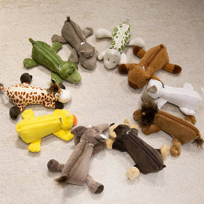 Pluche Etui met Vrolijke Dieren – Grote Capaciteit voor Kinderen