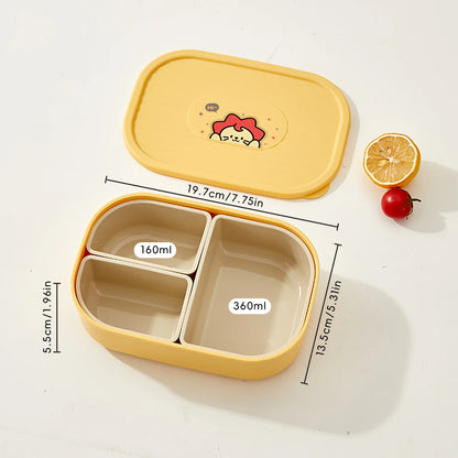 Lekvrije Lunchbox met 3 Vakken voor Kinderen en Studenten - Magnetronbestendig