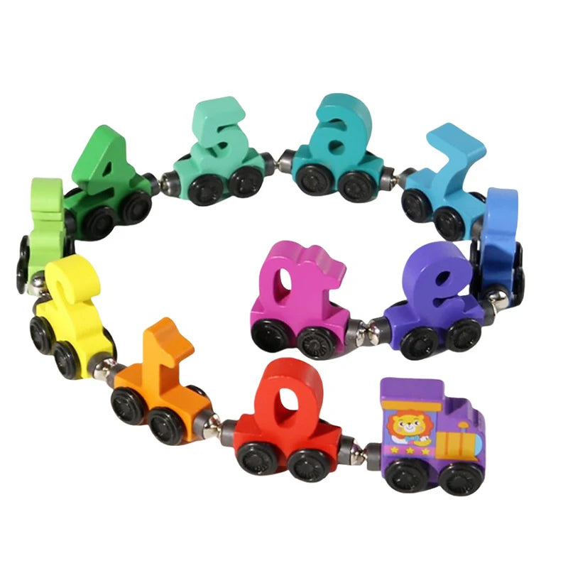 Houten Magneet Trein met Cijfers | Montessori Peuterspeelgoed