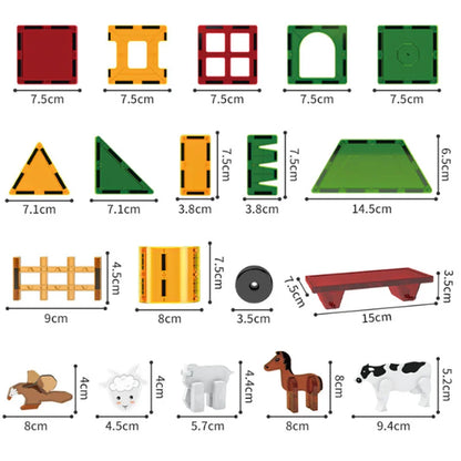 Magnetische Bouwblokken Set - Boerderijdieren & Dinosauriërs voor Kinderen