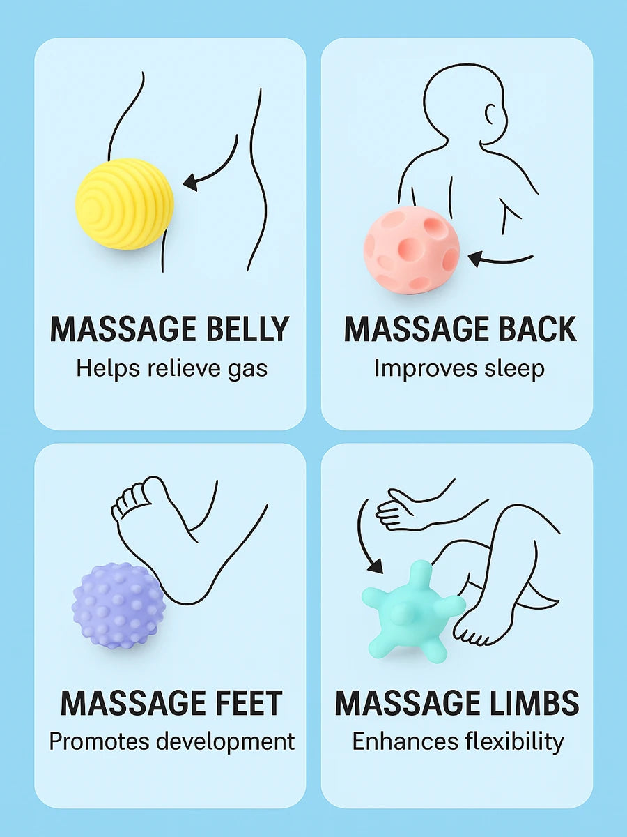 Set van 6 Baby Sensorische Ballen – Bijt- en Ontwikkelingsspeelgoed