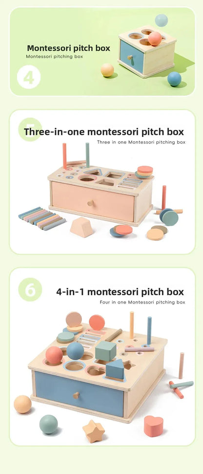 Houten Montessori Sorteerbox voor Kleuren en Vormen met Lade