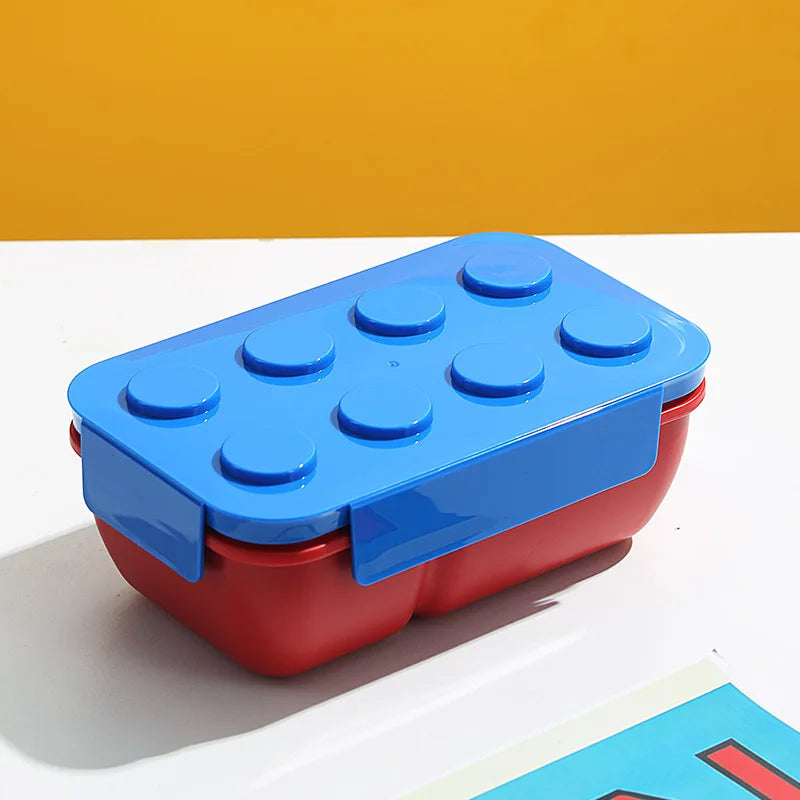 Lekvrije Broodtrommel met Bouwblokjes - Verdeeld & Magnetronbestendig