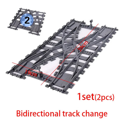 Flexibele Treinrails Set met Wissels en Bochten - Compatibel met Lego Bouwblokken