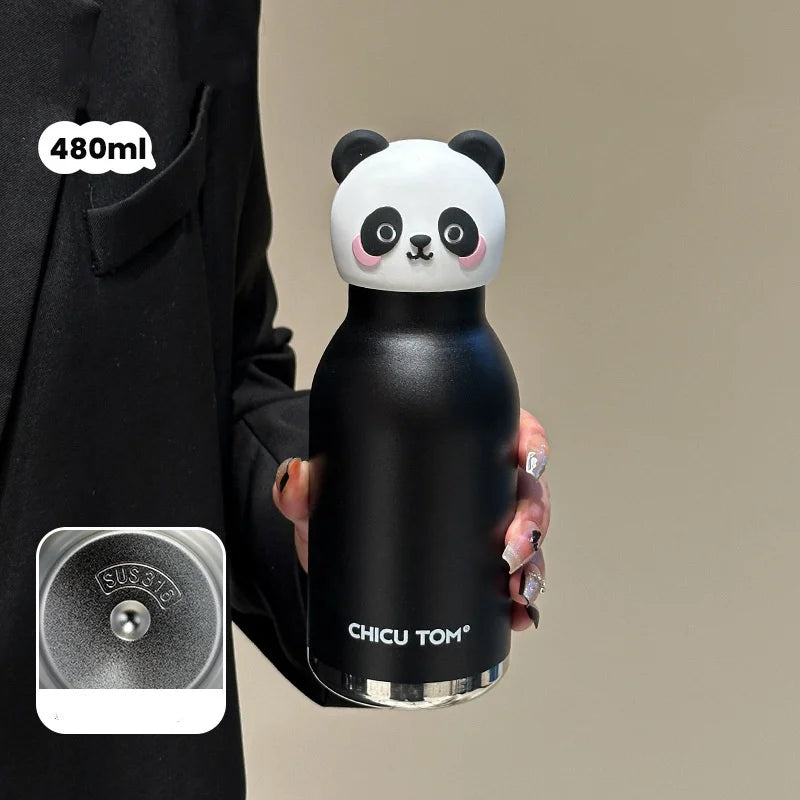 RVS Dieren Thermosfles met Rietje 480ml