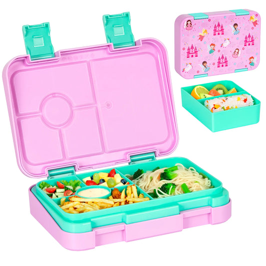 Lekdichte Lunchbox met Vakken - Magnetronbestendig met Kerstprint