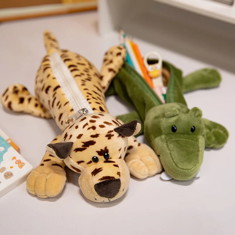 Pluche Etui met Vrolijke Dieren – Grote Capaciteit voor Kinderen