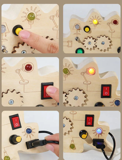 Houten Speelbord met LED Lichtschakelaars voor Kinderen 3-6 Jaar