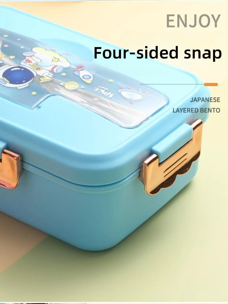 Bento Lunchbox met Dinosaurus voor Kinderen - 3 Vakken, Verwarmbaar