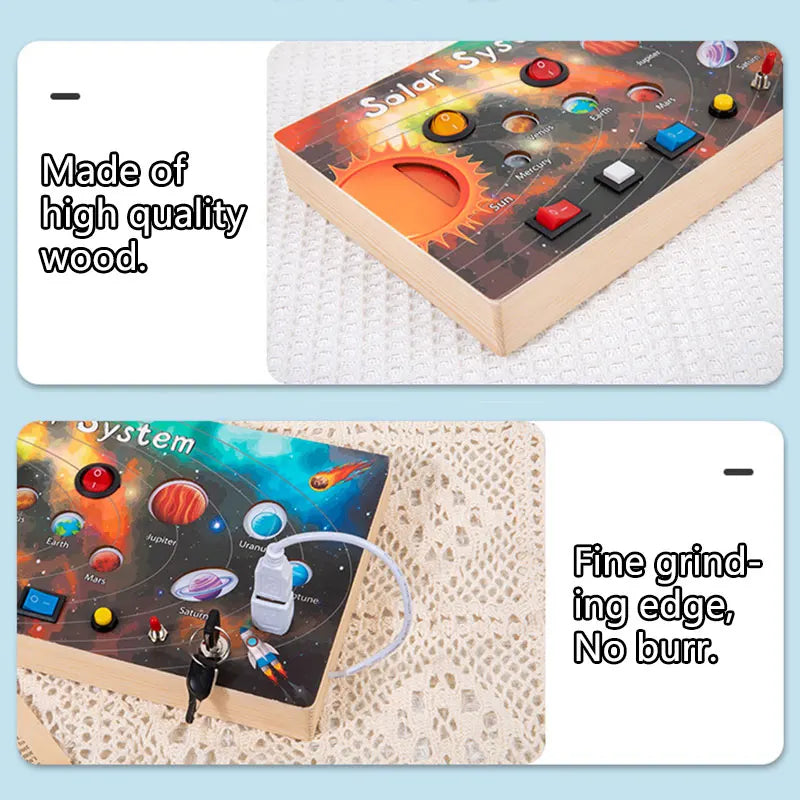 Houten Speelbord met LED Lichtschakelaars voor Kinderen 3-6 Jaar