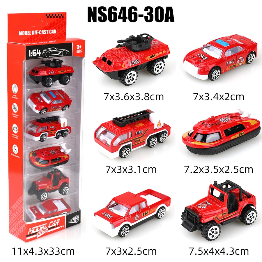 Metalen Brandweerwagen Speelgoed Auto 1:64 met Terugtrekmotor