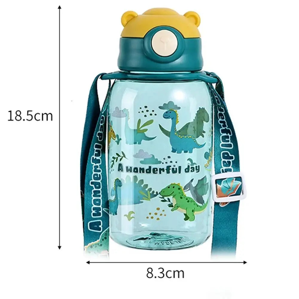 Lekvrije Waterfles 650ml voor Kinderen met Rietje en Leuke Print