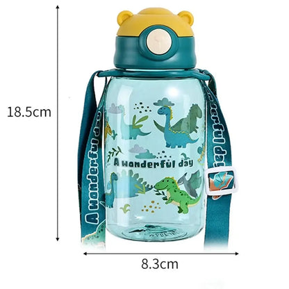 Lekvrije Waterfles 650ml voor Kinderen met Rietje en Leuke Print