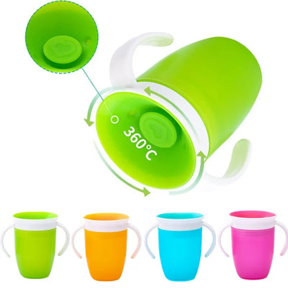 Lekvrije Draaibare Baby Drinkbeker met Handvatten en Draaideksel 1-2 Jaar