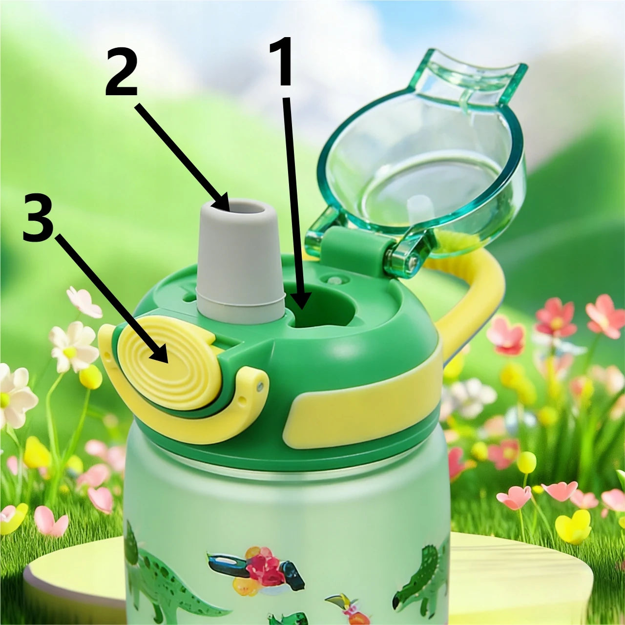 Smaak Waterfles voor Kinderen - 650 ml Tritan met 5 Smaakringen