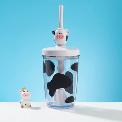 Joie Mixbeker met Rietje – Plastic Beker met Dieren Cartoon voor Kinderen