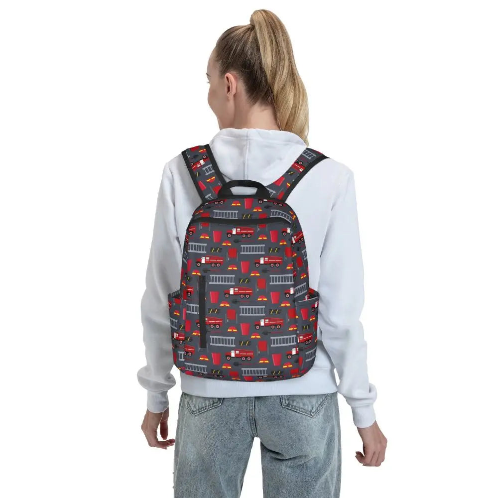 Unisex Schooltas met Brandweerwagen Patroon