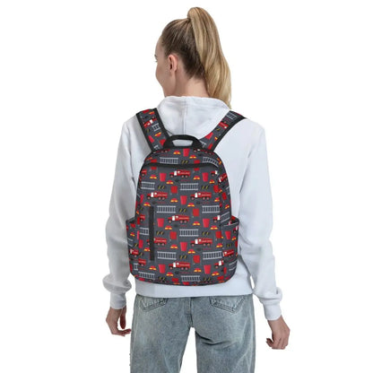 Unisex Schooltas met Brandweerwagen Patroon