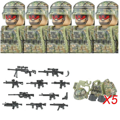 Bouwblokjes Figuren Commando Speciale Eenheid Leger met Wapens en Accessoires
