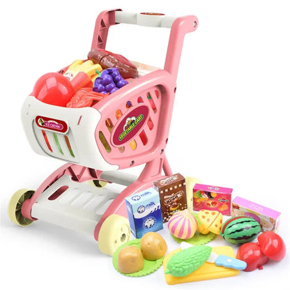 Kinder Supermarkt Winkelwagentje Speelset met Snijfruit en Accessoires (15-delig)