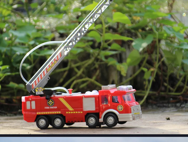 Rijdende Brandweerwagen Speelgoed met Waterspuit, Licht, Muziek en Uitschuifbare Ladder
