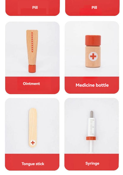Houten Dokterset voor Kinderen – Rood