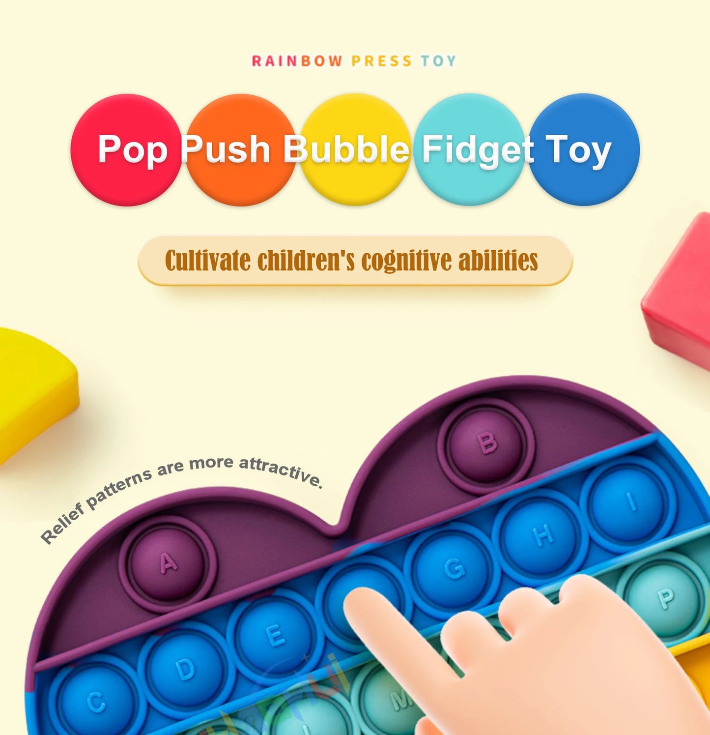 Pop Push Bubble Fidget Speelgoed voor Stressvermindering en Zintuiglijke Ontwikkeling