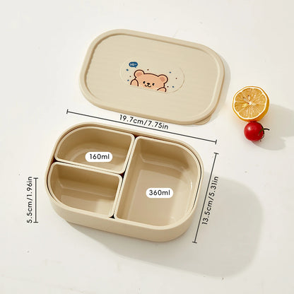 Lekvrije Lunchbox met 3 Vakken voor Kinderen en Studenten - Magnetronbestendig