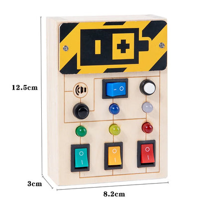 Houten Speelbord met LED Lichtschakelaars voor Kinderen 3-6 Jaar