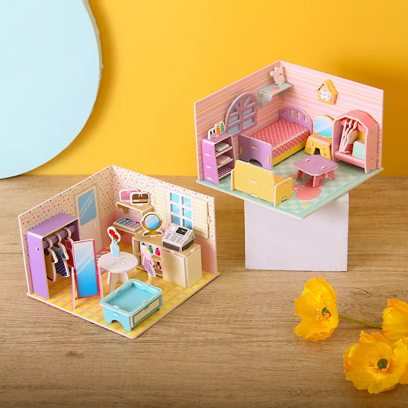 3D Papieren Puzzel – Educatief Bouwpakket Koffiehuis voor Kinderen