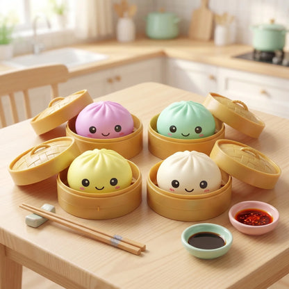 Squishy Knijpbeestje Dumpling met Lachend Gezicht voor Stressvermindering