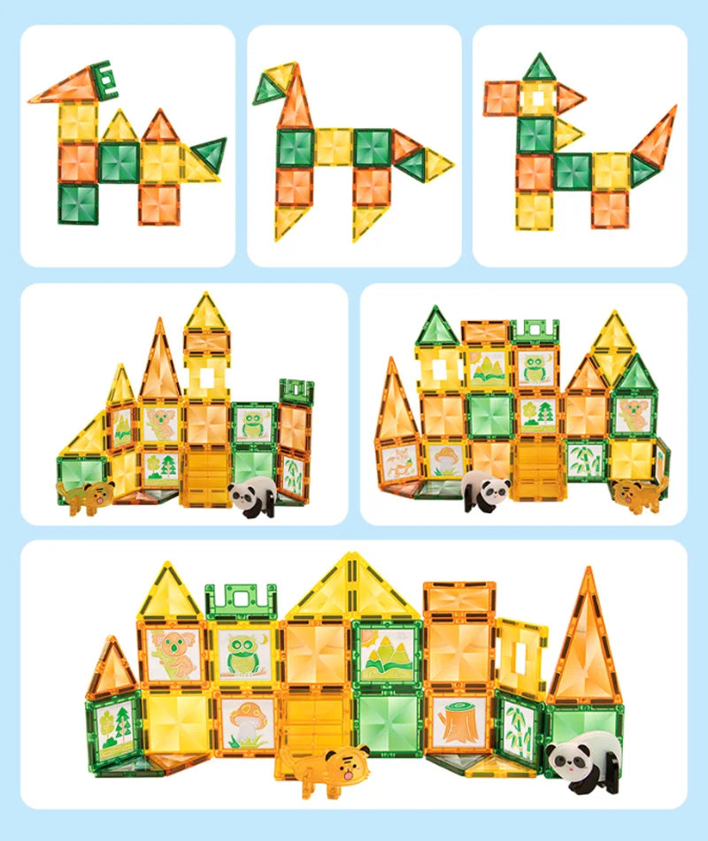 Magnetische Bouwblokken Set - Boerderijdieren & Dinosauriërs voor Kinderen