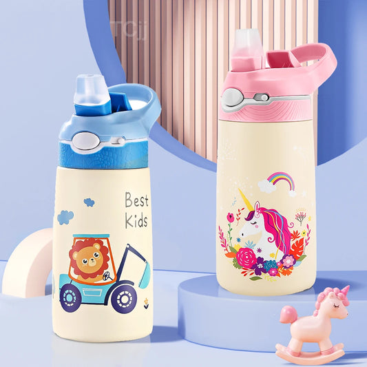 RVS Thermosfles voor Kinderen met Rietje 400ml – Lekvrij